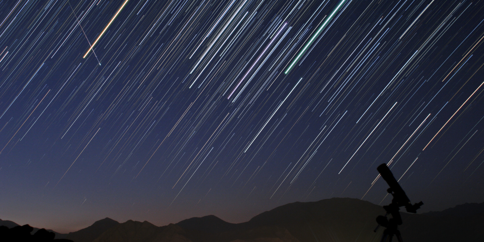 UNSPECIFIED - SEPTEMBER 07: A bright meteor during Perseid meteor shower (Aug. 12) is captured in a star trail image of constellation Orion. (Photo by Babek Tafreshi/SSPL/Getty Images)