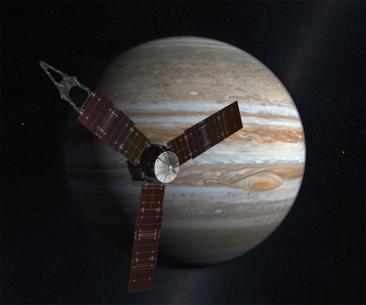 Artistic portrayal of Juno and Jupiter. Image credit: NASA.