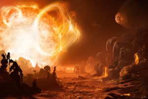 A scorching exoplanet. Artists conception by Inga Nielsen.