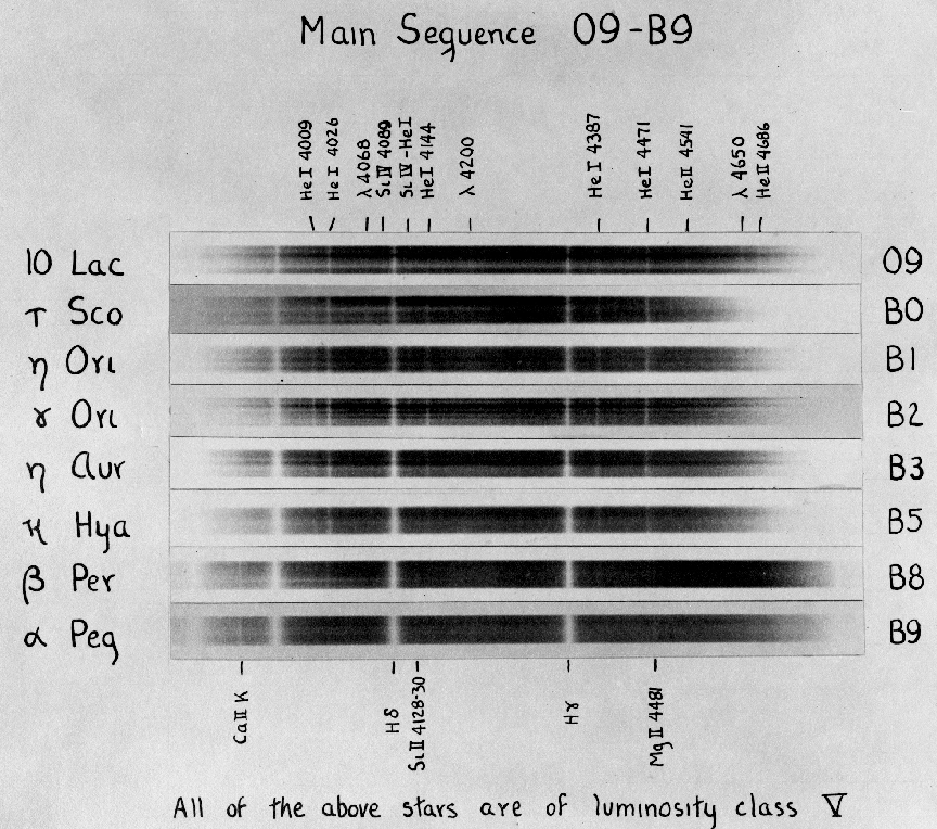 Spectra signatures like those the female computers of the Harvard College Observatory analyzed. Credit: http://spiff.rit.edu/